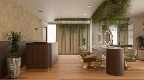Sleek salon interior with contemporary furnishings, natural light, and stylish decor in London, UK.